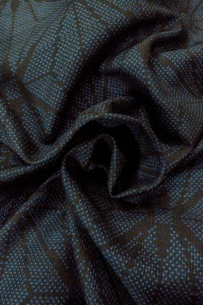 Photo13: O1002I Vintage Japanese kimono Indigo Blue TSUMUGI pongee for women / Silk. Hemp leaf (Grade B) (13)