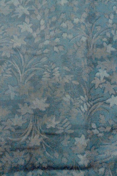 Photo4: O1002J Vintage Japanese kimono Dark Grayish Light Blue TSUMUGI pongee for women / Silk. Flower (Grade D) (4)