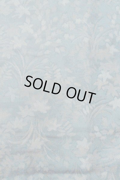 Photo4: O1002J Vintage Japanese kimono Dark Grayish Light Blue TSUMUGI pongee for women / Silk. Flower (Grade D) (4)