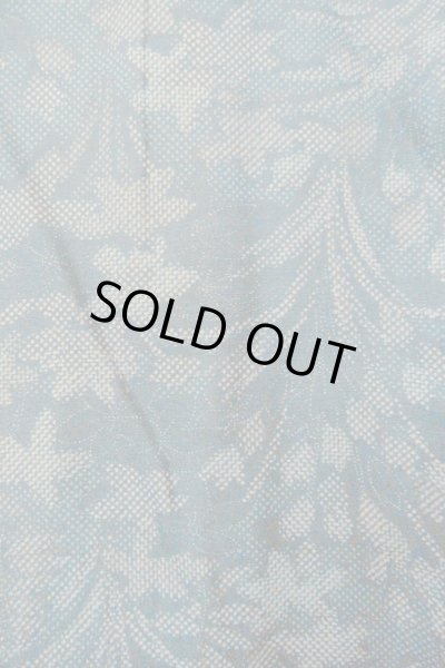 Photo5: O1002J Vintage Japanese kimono Dark Grayish Light Blue TSUMUGI pongee for women / Silk. Flower (Grade D) (5)