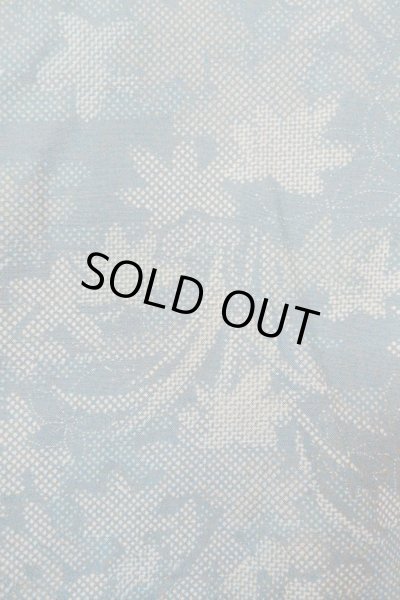 Photo6: O1002J Vintage Japanese kimono Dark Grayish Light Blue TSUMUGI pongee for women / Silk. Flower (Grade D) (6)