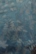 Photo7: O1002J Vintage Japanese kimono Dark Grayish Light Blue TSUMUGI pongee for women / Silk. Flower (Grade D) (7)