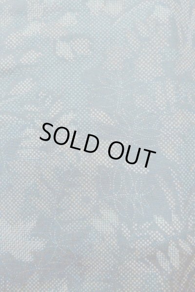 Photo7: O1002J Vintage Japanese kimono Dark Grayish Light Blue TSUMUGI pongee for women / Silk. Flower (Grade D) (7)