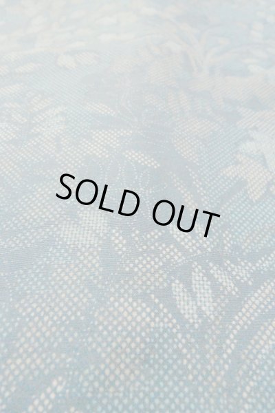 Photo9: O1002J Vintage Japanese kimono Dark Grayish Light Blue TSUMUGI pongee for women / Silk. Flower (Grade D) (9)