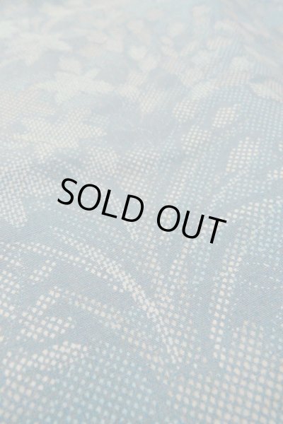 Photo10: O1002J Vintage Japanese kimono Dark Grayish Light Blue TSUMUGI pongee for women / Silk. Flower (Grade D) (10)