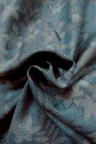 Photo11: O1002J Vintage Japanese kimono Dark Grayish Light Blue TSUMUGI pongee for women / Silk. Flower (Grade D) (11)