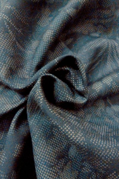 Photo12: O1002J Vintage Japanese kimono Dark Grayish Light Blue TSUMUGI pongee for women / Silk. Flower (Grade D) (12)