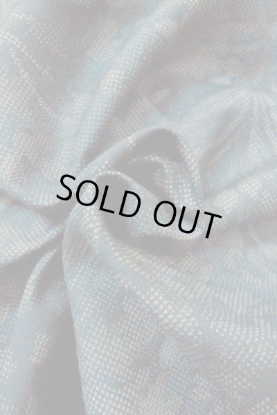 Photo12: O1002J Vintage Japanese kimono Dark Grayish Light Blue TSUMUGI pongee for women / Silk. Flower (Grade D) (12)