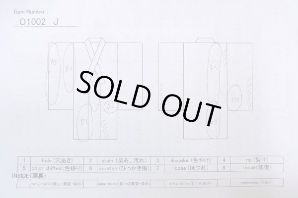 Photo13: O1002J Vintage Japanese kimono Dark Grayish Light Blue TSUMUGI pongee for women / Silk. Flower (Grade D) (13)