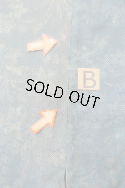 Photo15: O1002J Vintage Japanese kimono Dark Grayish Light Blue TSUMUGI pongee for women / Silk. Flower (Grade D) (15)