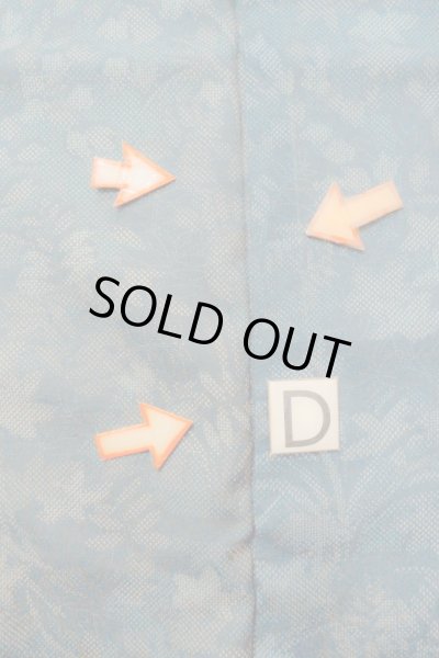 Photo17: O1002J Vintage Japanese kimono Dark Grayish Light Blue TSUMUGI pongee for women / Silk. Flower (Grade D) (17)