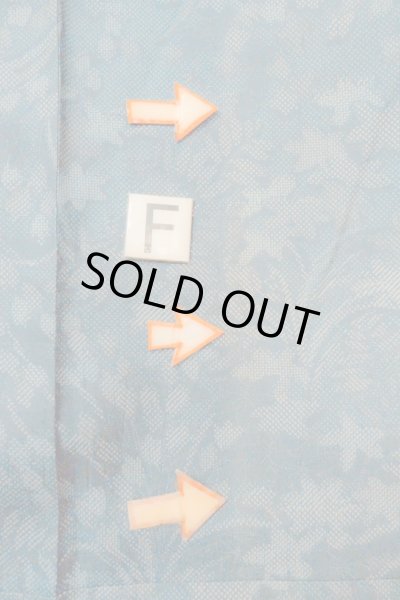 Photo19: O1002J Vintage Japanese kimono Dark Grayish Light Blue TSUMUGI pongee for women / Silk. Flower (Grade D) (19)