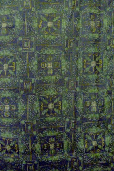 Photo4: Mint O1002K Vintage Japanese kimono Black TSUMUGI pongee for women / Silk. Chinz pattern (Grade A) (4)