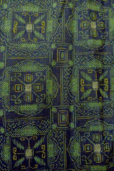 Photo5: Mint O1002K Vintage Japanese kimono Black TSUMUGI pongee for women / Silk. Chinz pattern (Grade A) (5)