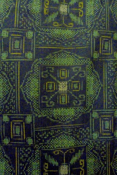 Photo6: Mint O1002K Vintage Japanese kimono Black TSUMUGI pongee for women / Silk. Chinz pattern (Grade A) (6)