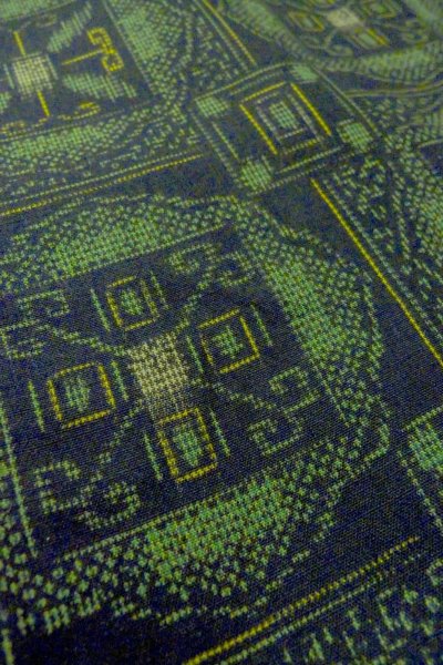 Photo10: Mint O1002K Vintage Japanese kimono Black TSUMUGI pongee for women / Silk. Chinz pattern (Grade A) (10)