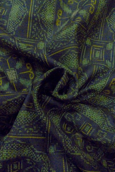 Photo11: Mint O1002K Vintage Japanese kimono Black TSUMUGI pongee for women / Silk. Chinz pattern (Grade A) (11)