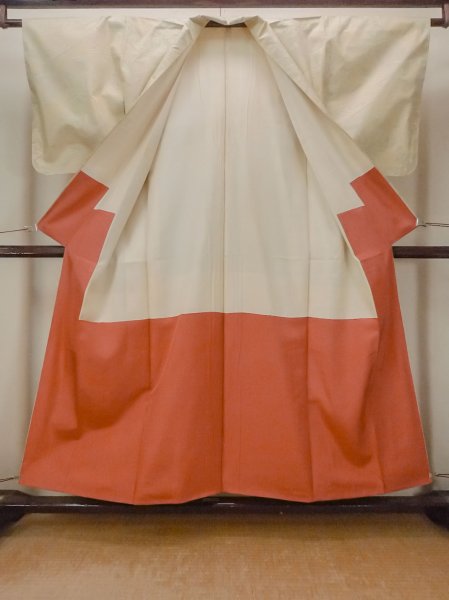 Photo2: Mint O1002M Vintage Japanese kimono Pale Yellow TSUMUGI pongee for women / Silk. Flower (Grade A) (2)