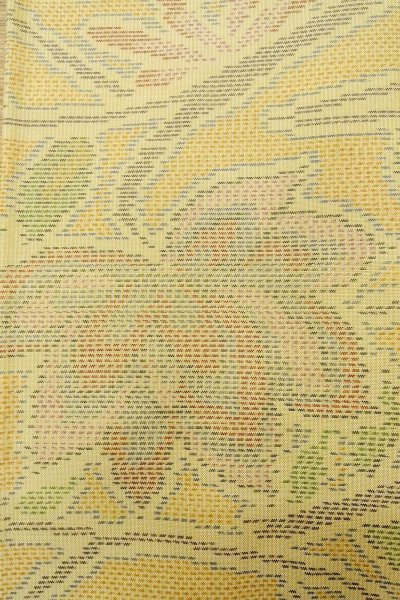 Photo5: Mint O1002M Vintage Japanese kimono Pale Yellow TSUMUGI pongee for women / Silk. Flower (Grade A) (5)