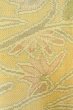 Photo7: Mint O1002M Vintage Japanese kimono Pale Yellow TSUMUGI pongee for women / Silk. Flower (Grade A) (7)