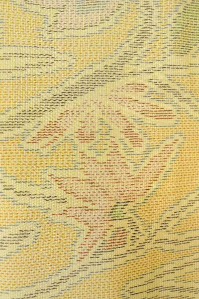 Photo7: Mint O1002M Vintage Japanese kimono Pale Yellow TSUMUGI pongee for women / Silk. Flower (Grade A) (7)