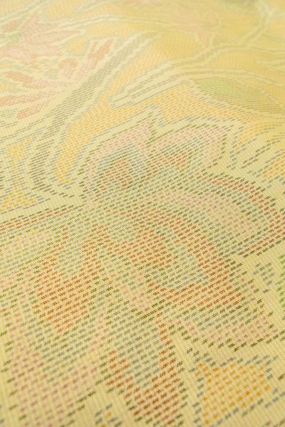 Photo10: Mint O1002M Vintage Japanese kimono Pale Yellow TSUMUGI pongee for women / Silk. Flower (Grade A) (10)