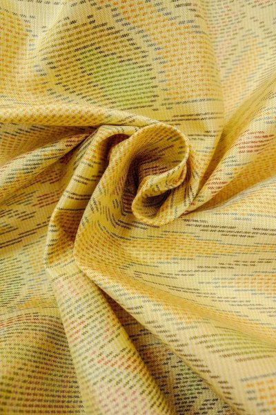 Photo12: Mint O1002M Vintage Japanese kimono Pale Yellow TSUMUGI pongee for women / Silk. Flower (Grade A) (12)