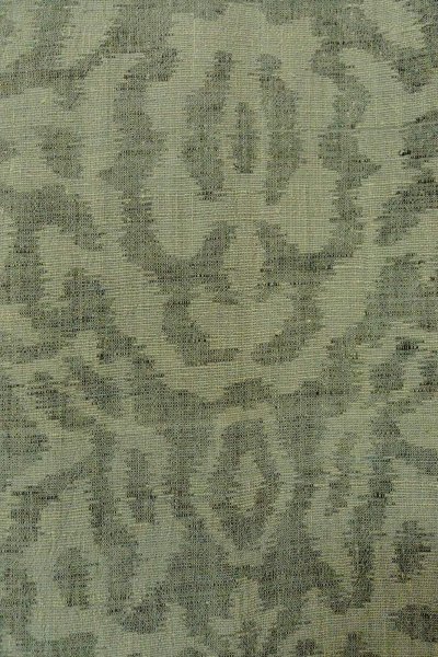 Photo5: O1002O Vintage Japanese kimono Grayish Green TSUMUGI pongee for women / Linen. Chinz pattern (Grade D) (5)