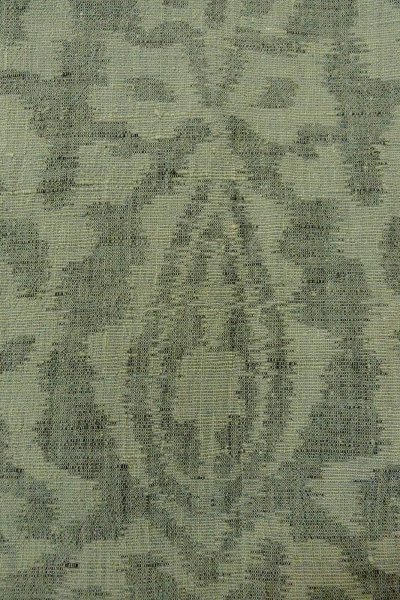 Photo6: O1002O Vintage Japanese kimono Grayish Green TSUMUGI pongee for women / Linen. Chinz pattern (Grade D) (6)