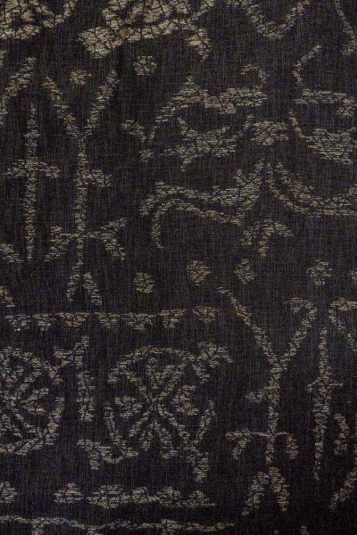 Photo3: O1002P Vintage Japanese kimono Black ORI woven for women / Silk. Chinese flower, The lining has holes or rips. (Grade B) (3)
