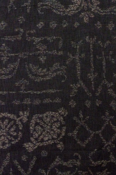 Photo4: O1002P Vintage Japanese kimono Black ORI woven for women / Silk. Chinese flower, The lining has holes or rips. (Grade B) (4)