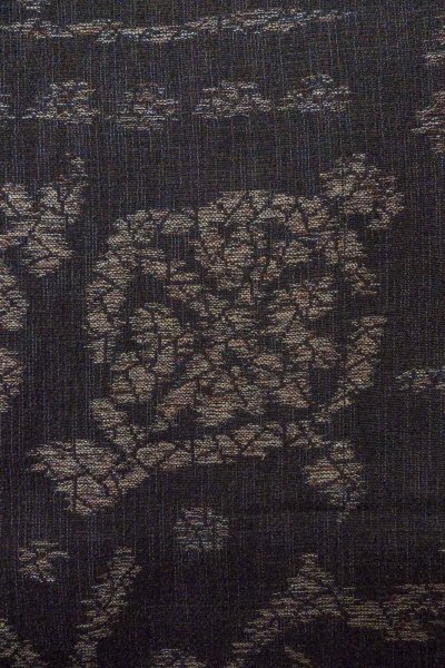 Photo5: O1002P Vintage Japanese kimono Black ORI woven for women / Silk. Chinese flower, The lining has holes or rips. (Grade B) (5)