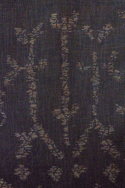 Photo6: O1002P Vintage Japanese kimono Black ORI woven for women / Silk. Chinese flower, The lining has holes or rips. (Grade B) (6)