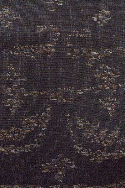 Photo7: O1002P Vintage Japanese kimono Black ORI woven for women / Silk. Chinese flower, The lining has holes or rips. (Grade B) (7)