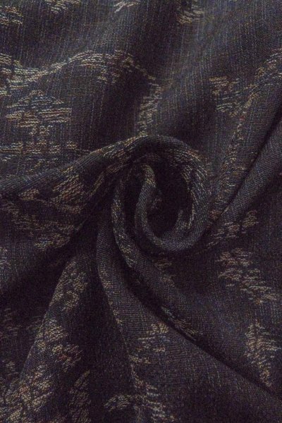 Photo11: O1002P Vintage Japanese kimono Black ORI woven for women / Silk. Chinese flower, The lining has holes or rips. (Grade B) (11)