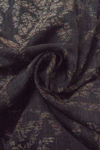 Photo12: O1002P Vintage Japanese kimono Black ORI woven for women / Silk. Chinese flower, The lining has holes or rips. (Grade B) (12)