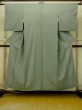 Photo1: O1002S Vintage Japanese kimono Light Grayish Green IROMUJI plain colored for women / Silk., There are some patterns on the lining. (Grade C) (1)