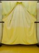 Photo2: O1002T Vintage Japanese kimono Shiny Light Yellowish Green IROMUJI plain colored for women / Silk. (Grade C) (2)