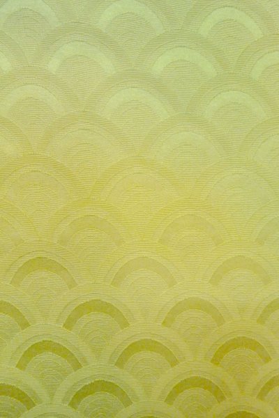Photo5: O1002T Vintage Japanese kimono Shiny Light Yellowish Green IROMUJI plain colored for women / Silk. (Grade C) (5)