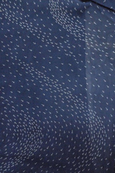 Photo3: O1002U Vintage Japanese kimono Dark Indigo Blue HITOE unlined for women / Silk. Abstract pattern, Japanese killifish pattern (Grade C) (3)