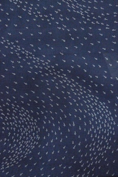 Photo4: O1002U Vintage Japanese kimono Dark Indigo Blue HITOE unlined for women / Silk. Abstract pattern, Japanese killifish pattern (Grade C) (4)