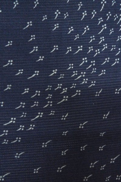 Photo7: O1002U Vintage Japanese kimono Dark Indigo Blue HITOE unlined for women / Silk. Abstract pattern, Japanese killifish pattern (Grade C) (7)