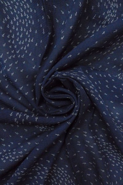 Photo13: O1002U Vintage Japanese kimono Dark Indigo Blue HITOE unlined for women / Silk. Abstract pattern, Japanese killifish pattern (Grade C) (13)