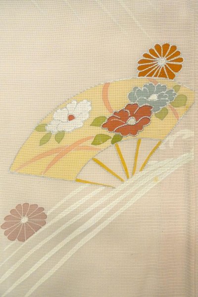 Photo6: O1002V Vintage Japanese kimono Light Grayish Pink TSUKESAGE formal for women / Silk. Chrysanthemum (Grade C) (6)
