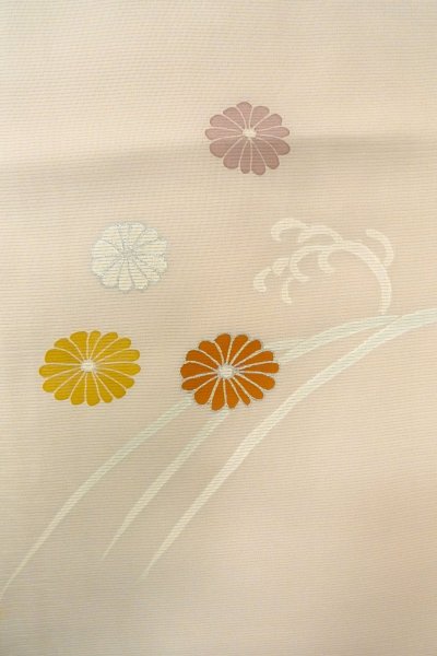 Photo7: O1002V Vintage Japanese kimono Light Grayish Pink TSUKESAGE formal for women / Silk. Chrysanthemum (Grade C) (7)
