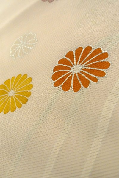 Photo11: O1002V Vintage Japanese kimono Light Grayish Pink TSUKESAGE formal for women / Silk. Chrysanthemum (Grade C) (11)