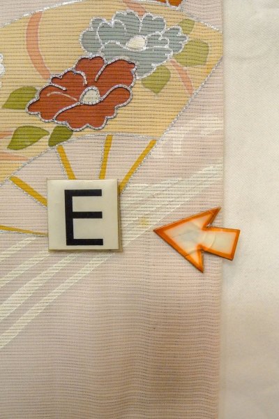 Photo19: O1002V Vintage Japanese kimono Light Grayish Pink TSUKESAGE formal for women / Silk. Chrysanthemum (Grade C) (19)