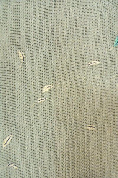 Photo7: O1002W Vintage Japanese kimono Light Grayish Light Blue TSUKESAGE formal for women / Silk. Leaf (Grade D) (7)