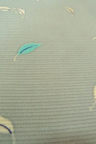 Photo10: O1002W Vintage Japanese kimono Light Grayish Light Blue TSUKESAGE formal for women / Silk. Leaf (Grade D) (10)