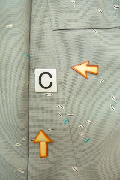 Photo16: O1002W Vintage Japanese kimono Light Grayish Light Blue TSUKESAGE formal for women / Silk. Leaf (Grade D) (16)